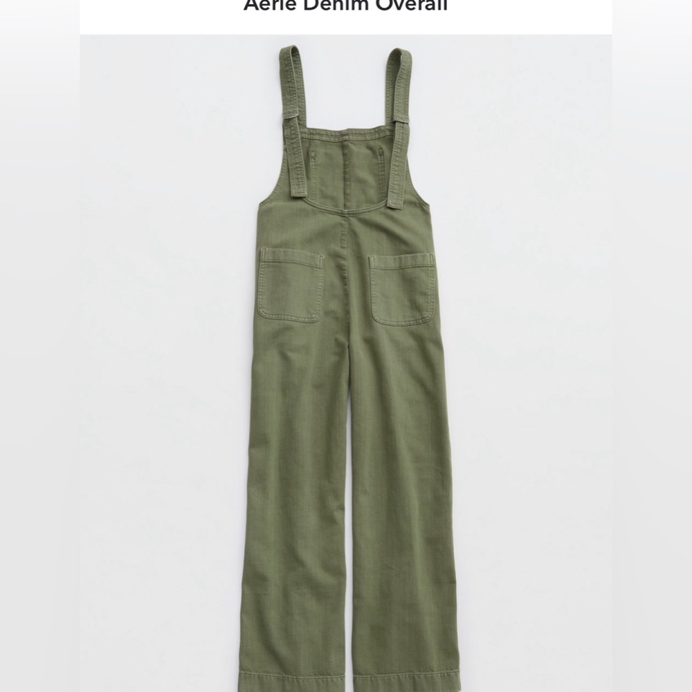 Aerie Olive Green Cotton Overalls Size L - Picture 4 of 16